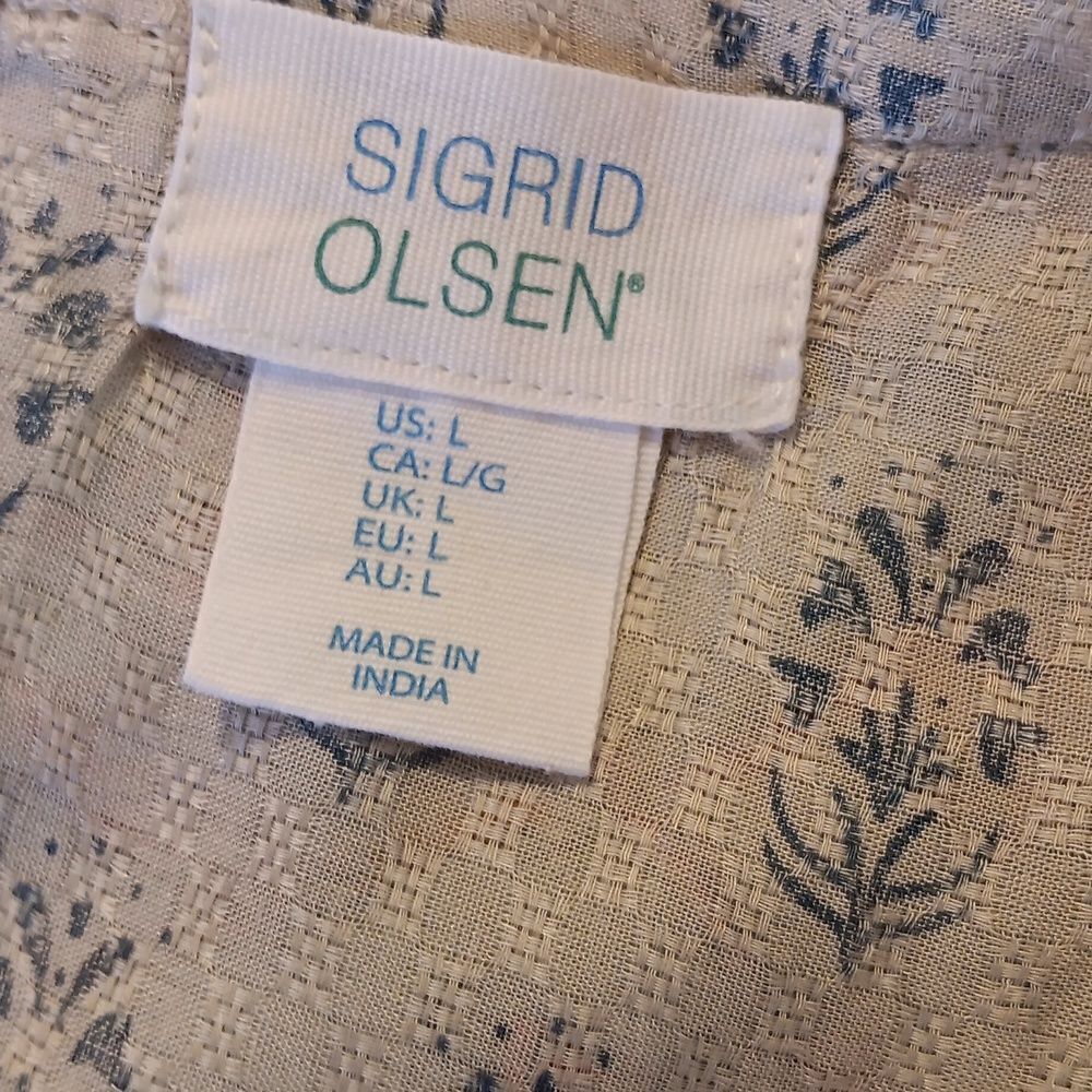 Sigrid Olsen Soft Boho Top. Coastal Cowgirl, Nordic, Embroidered - Picture 9 of 13